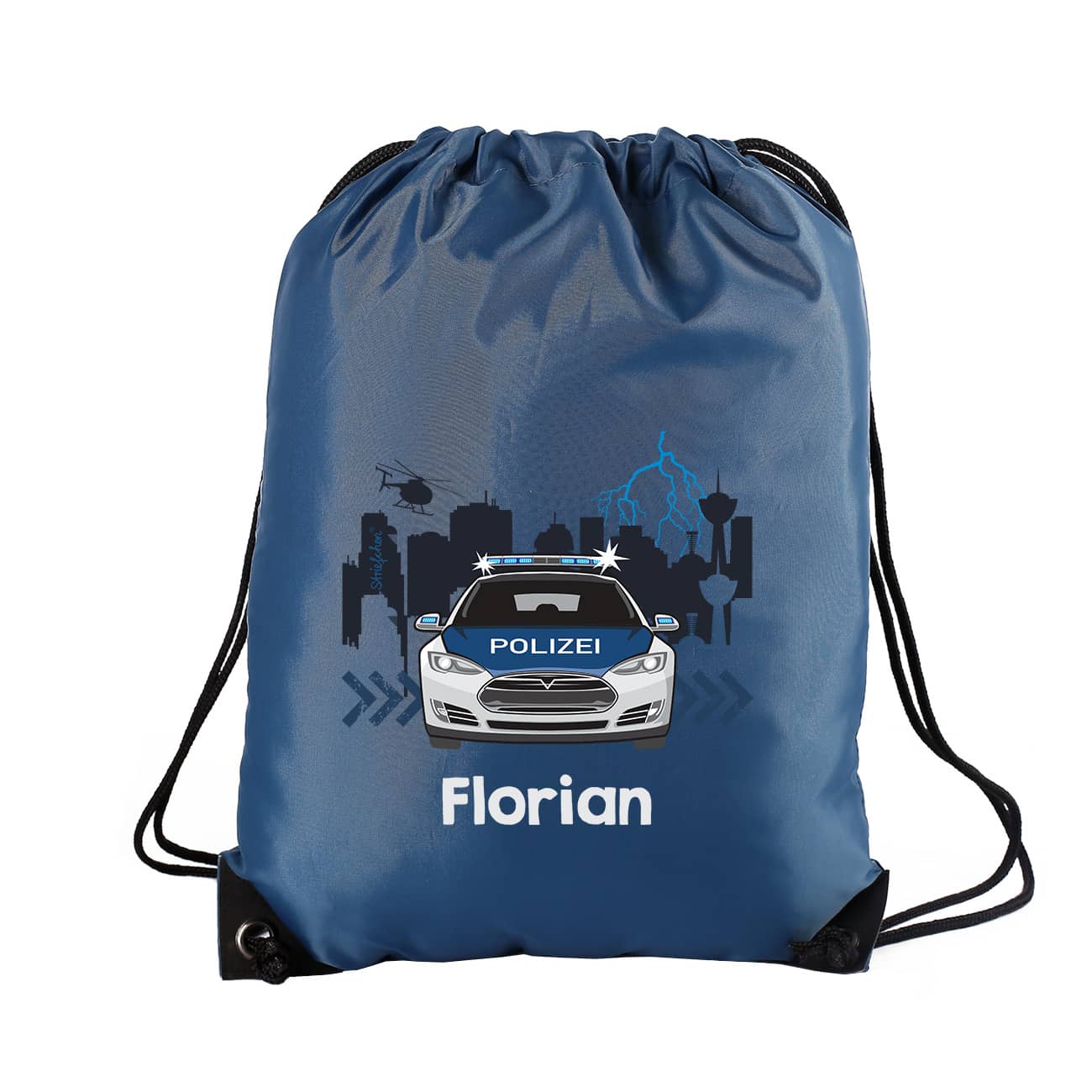 Sportbeutel mit Polizeiauto und Name