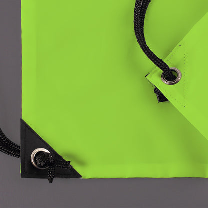 Detailansicht des unteren Beutelrands mit Öse und Kordel