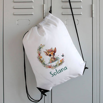 Sportbeutel mit Rehkitz & Name bedruckt