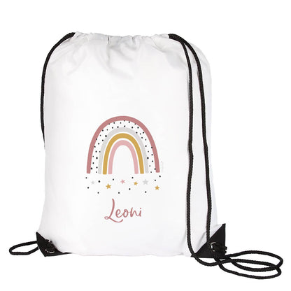 Sportbeutel mit Regenbogenmotiv und Name für Mädchen