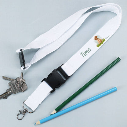 Schlüsselband mit Hundemotiv und Name bedruckt