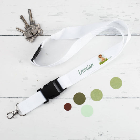 Schlüsselband mit Hundemotiv und Name bedruckt