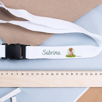 Schlüsselband mit Hundemotiv und Name bedruckt