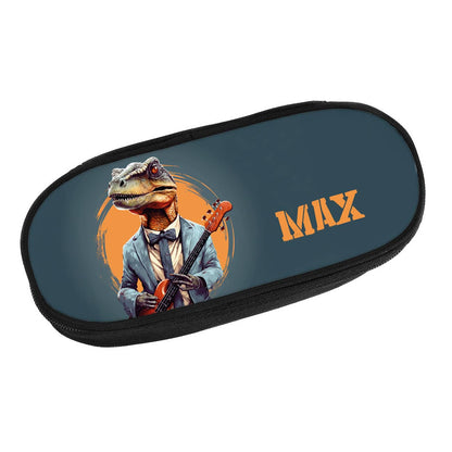 Coole Crazy-Dino - Federmappe mit Dinosaurier am Pick-Bass und Wunschname