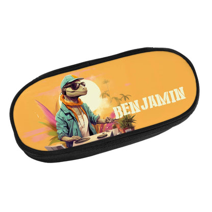 Stiftebox mit tollen Dino-DJ und Ihrem Wunschnamen bedruckt