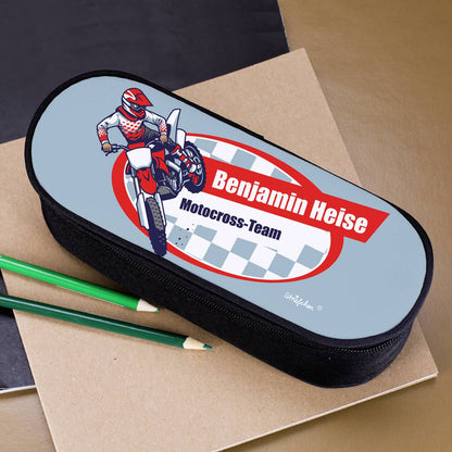 Stiftebox mit Motorrad, Wunschname und Text