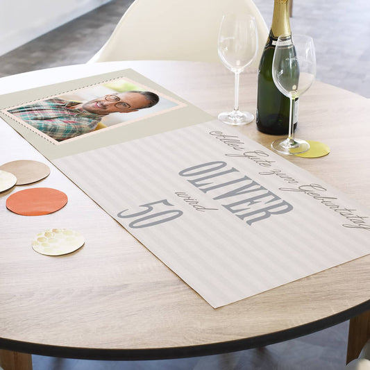 Tischläufer zum Geburtstag in zwei Längen mit Foto
