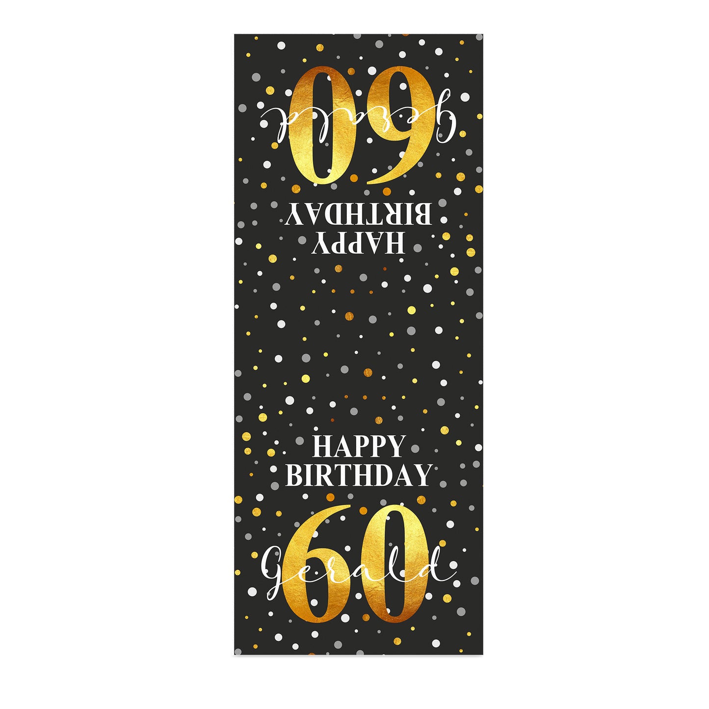 Personalisierter Tischläufer zum Geburtstag mit Name & Alter in Schwarz | Zwei Längen | Konfetti Motiv