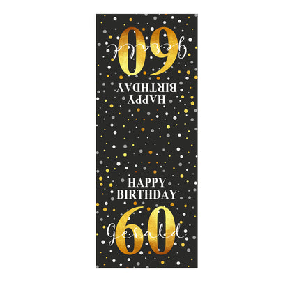 Personalisierter Tischläufer zum Geburtstag mit Name & Alter in Schwarz | Zwei Längen | Konfetti Motiv