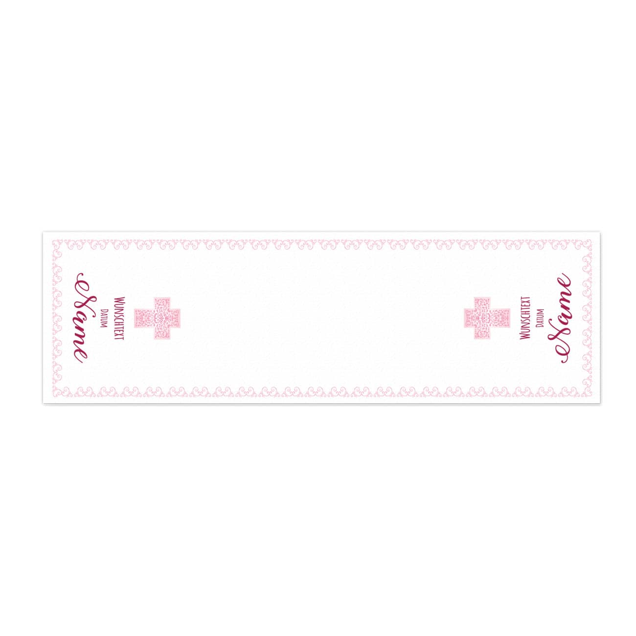 Tischläufer zur Kommunion, Konfirmation oder Taufe, in rosé, 150 x 40 cm