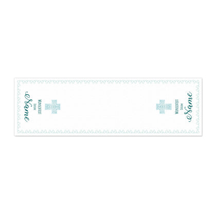 Tischläufer zur Kommunion, Konfirmation oder Taufe, in türkis, 150 x 40 cm