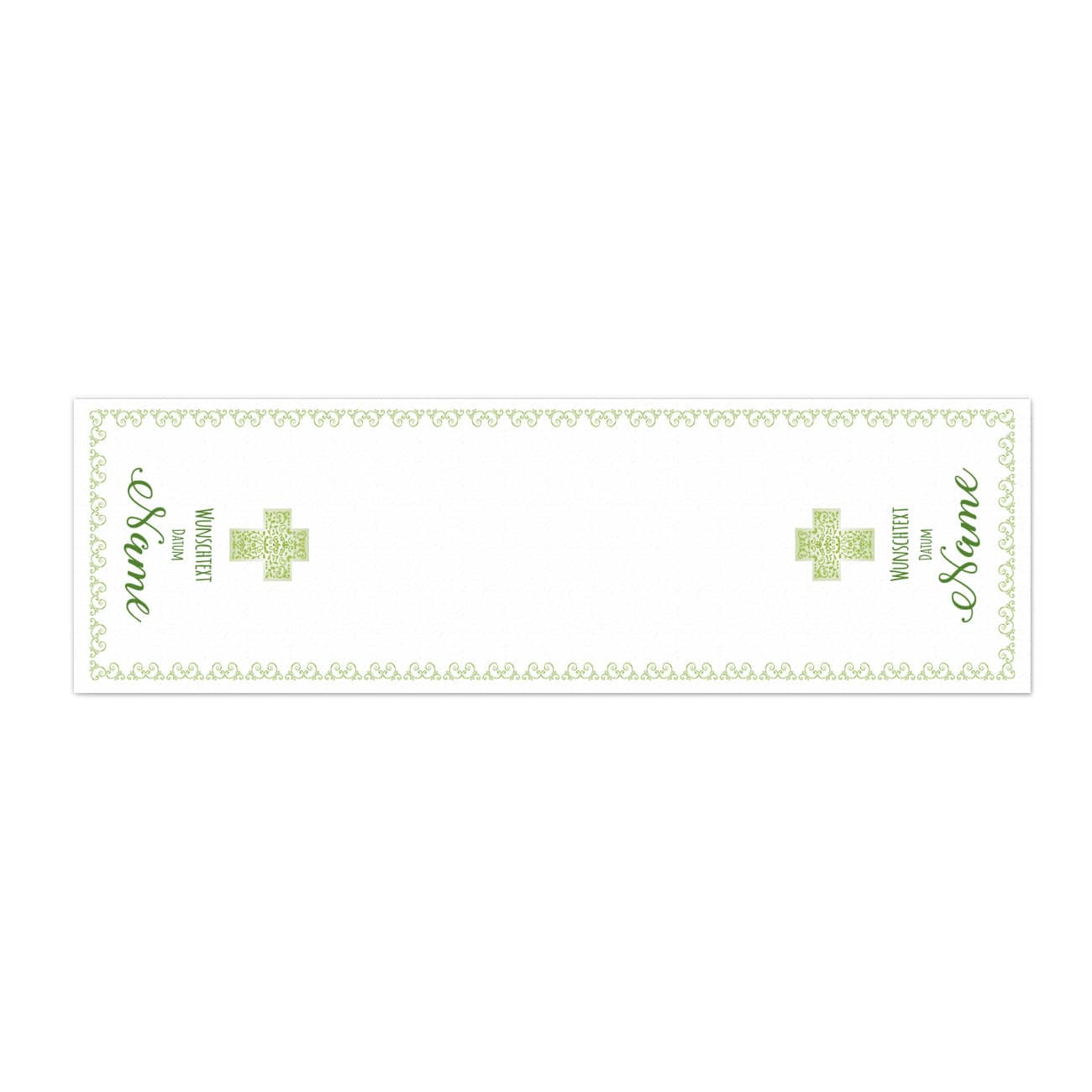 Tischläufer zur Kommunion, Konfirmation oder Taufe, in grün, 150 x 40 cm