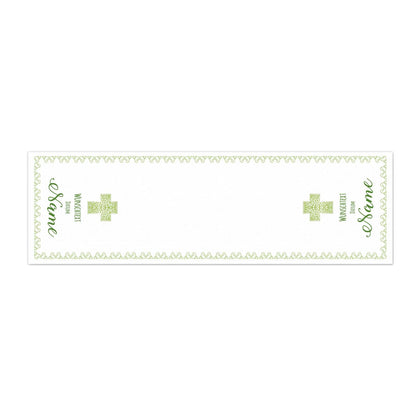 Tischläufer zur Kommunion, Konfirmation oder Taufe, in grün, 150 x 40 cm