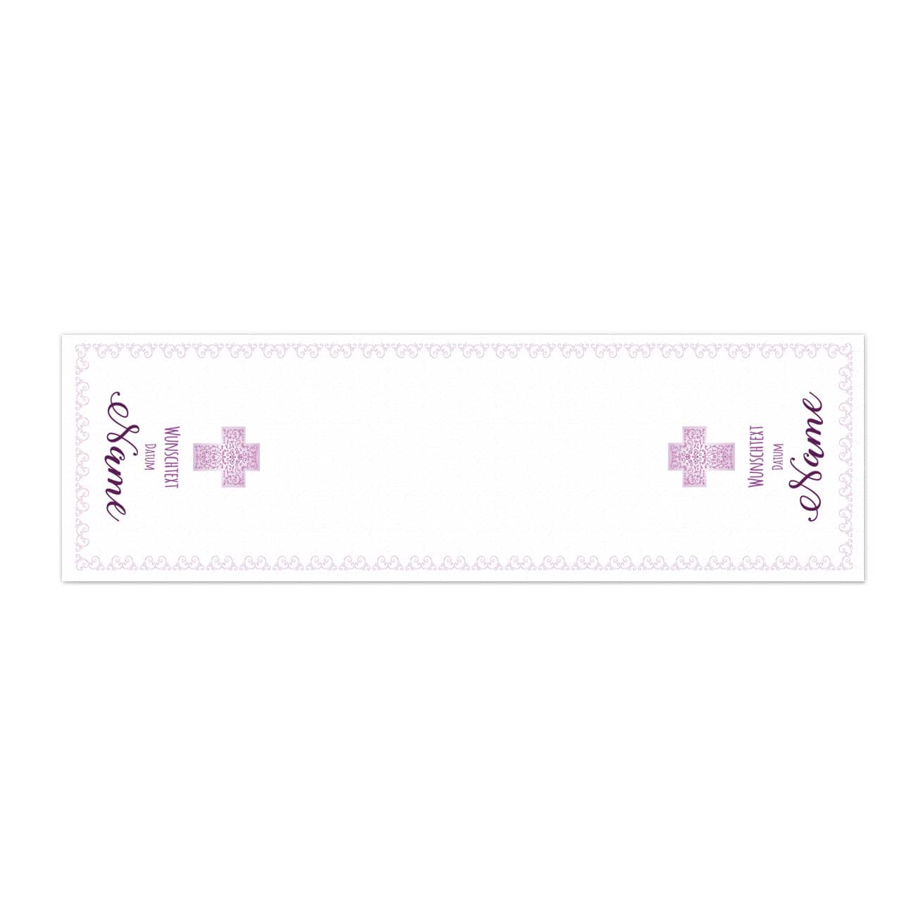 Tischläufer zur Kommunion, Konfirmation oder Taufe, in lila, 150 x 40 cm