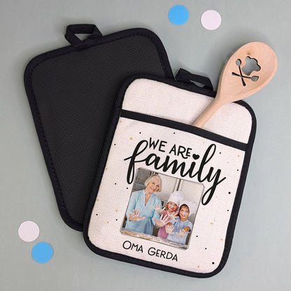 Topflappen 2er Set für die Familie | Personalisierbar mit eigenem Foto