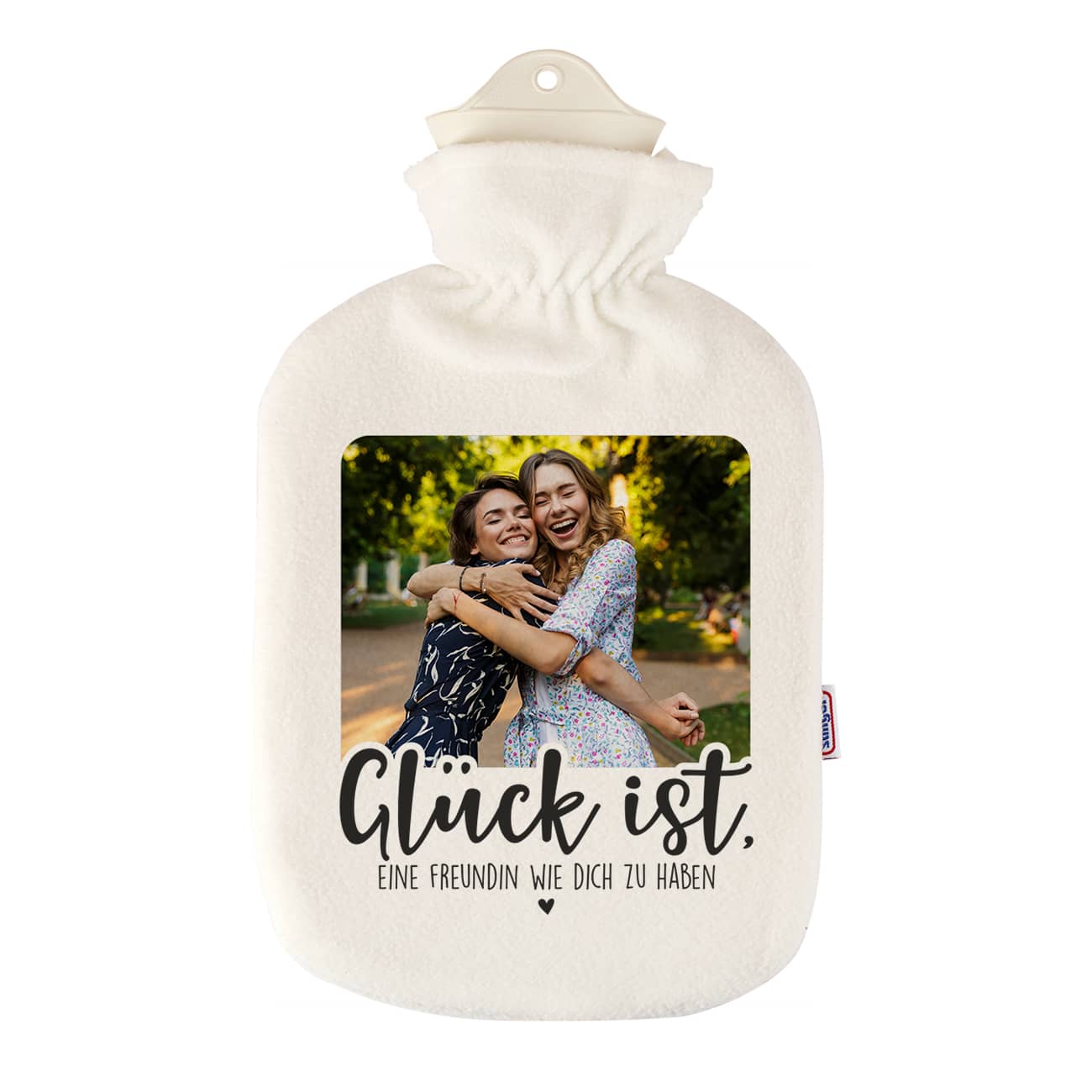 Glück ist Wärmflasche mit Foto