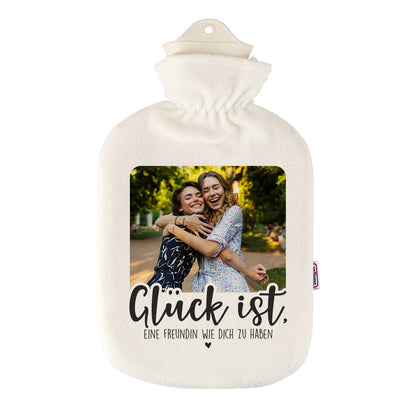 Glück ist Wärmflasche mit Foto
