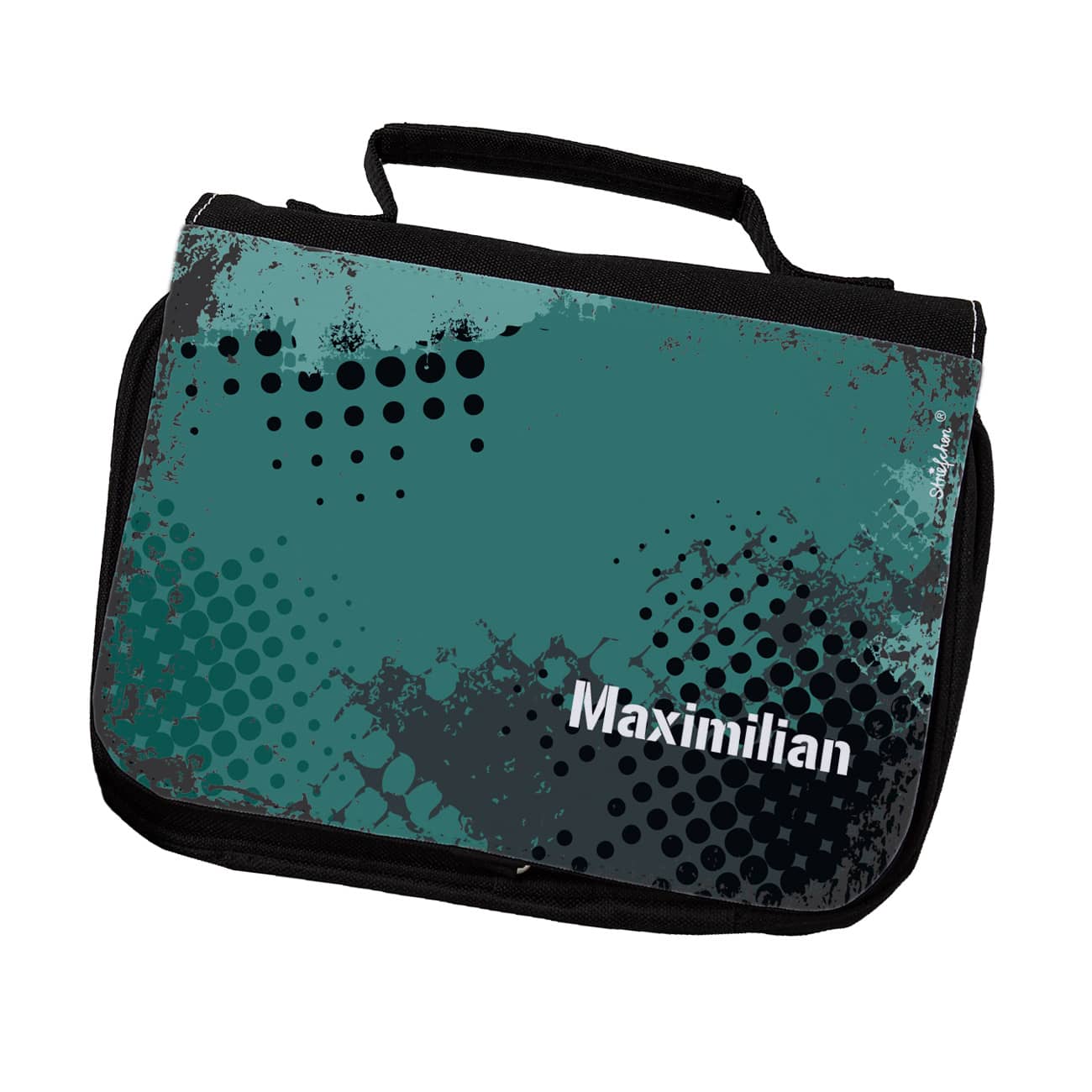 Kulturtasche mit abstraktem Motiv und Name