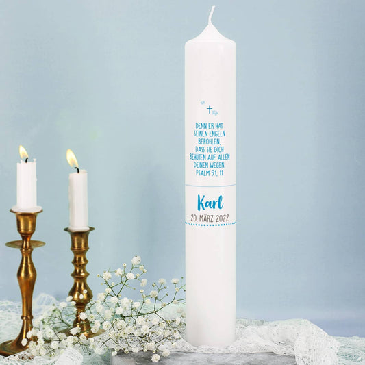 Große Taufkerze mit Lebensbaum 38x6cm