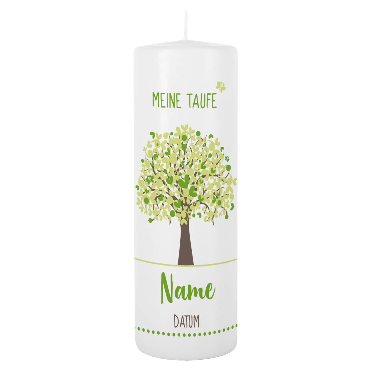 Taufkerze mit ihrem Namen und Datum