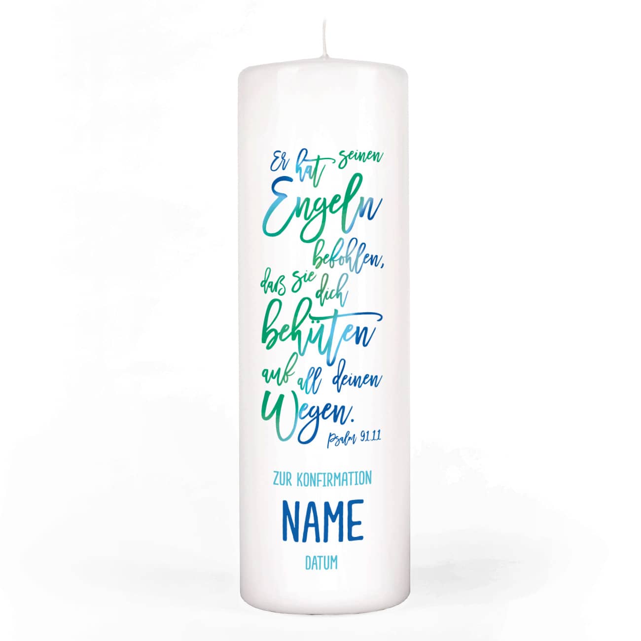 Persönlich  bedruckte Konfirmationskerze für Jungen 