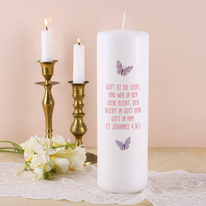 Taufkerze mit Psalm oder Spruch Ihrer Wahl