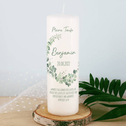 Taufkerze mit Psalm oder Spruch Ihrer Wahl