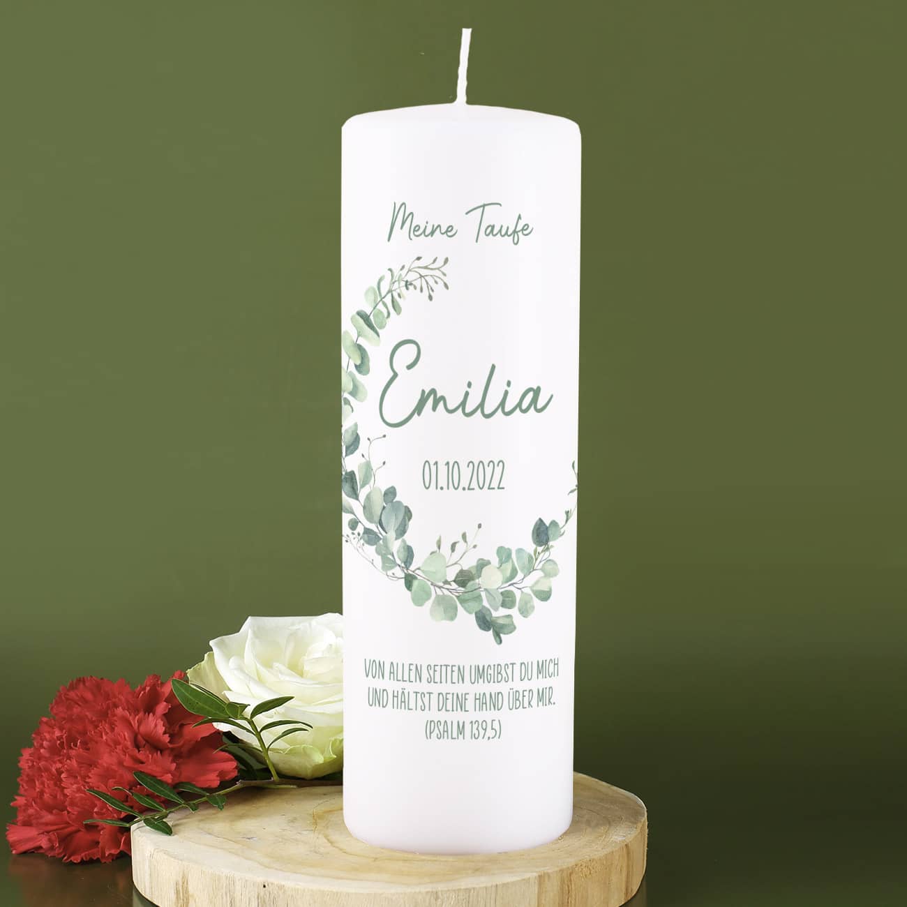 Schönes Motiv mit Eukalyptus und Personalisierung