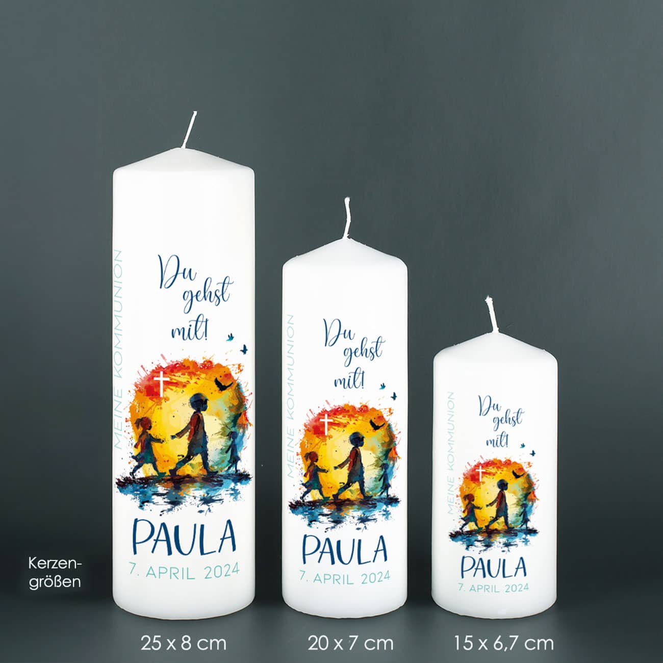 Kommunionkerze 2024 - Du gehst mit - in 3 Größen auswählbar