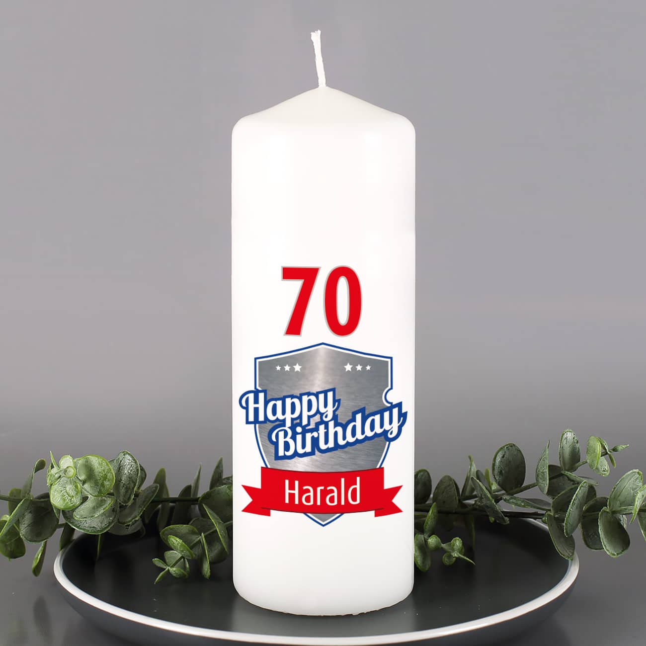 Kerze zum Geburstag mit Name und Alter bedruckt