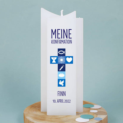 Persönlich gestaltete Wachskerze als Geschenk zur Konfirmation