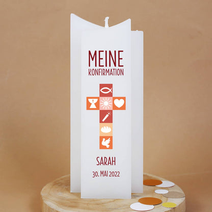 Kerze zur Konfirmation mit Ihrem Wunschnamen