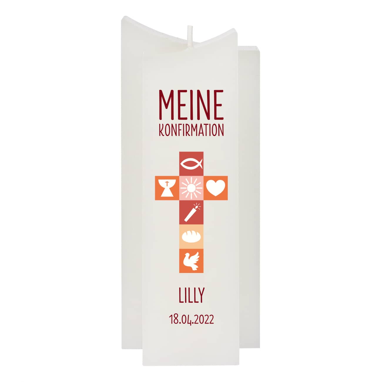 Meine Konfirmation - Kerze mit Ihren persönlichen Angaben bedruckt 