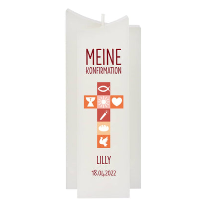 Meine Konfirmation - Kerze mit Ihren persönlichen Angaben bedruckt 