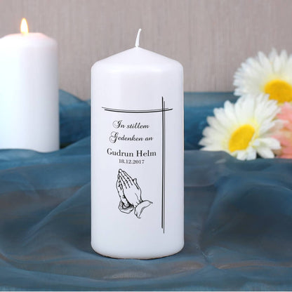 weiße Trauerkerze "In stillem Gedenken an"