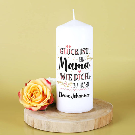 Glück ist, eine Mama wie dich zu haben - Kerze mit Text
