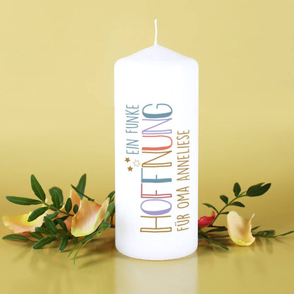 Ein Funke Hoffnung - Kerze mit Wunschtext