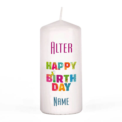 Kerze zum Geburstag mit Name und Alter bedruckt