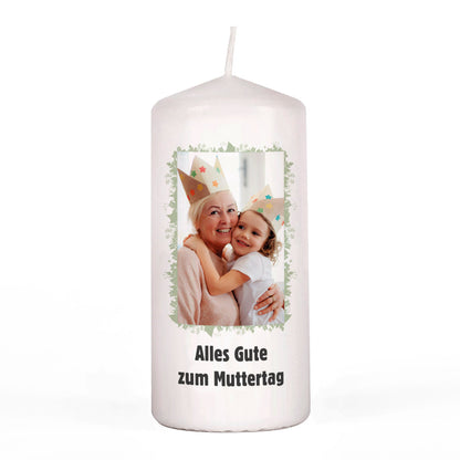 Fotokerze mit Ihrem Bild und Wunschtext bedruckt