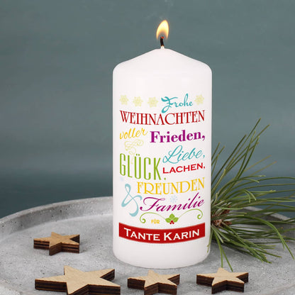 Weihnachtskerze mit guten Wünschen