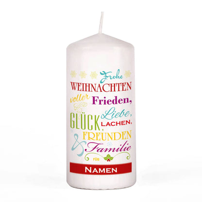 Weihnachtskerze mit Wünschen zum Fest