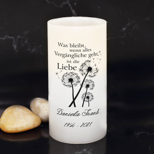 LED Trauerkerze mit Name und Datum personalisiert