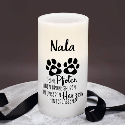 LED Kerze zur Trauer für Haustiere mit Name bedruckt
