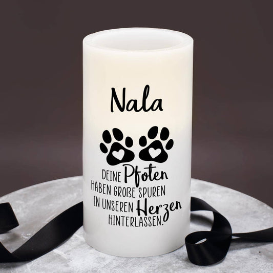 LED Kerze zur Trauer für Haustiere mit Name bedruckt