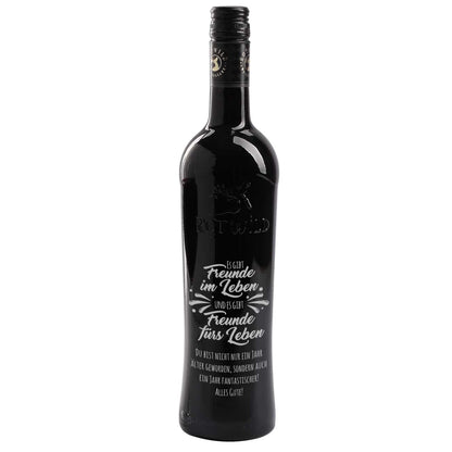 Es gibt Freunde im Leben und es gibt Freunde fürs Leben - Gravierte Weinflasche mit Wunschtext