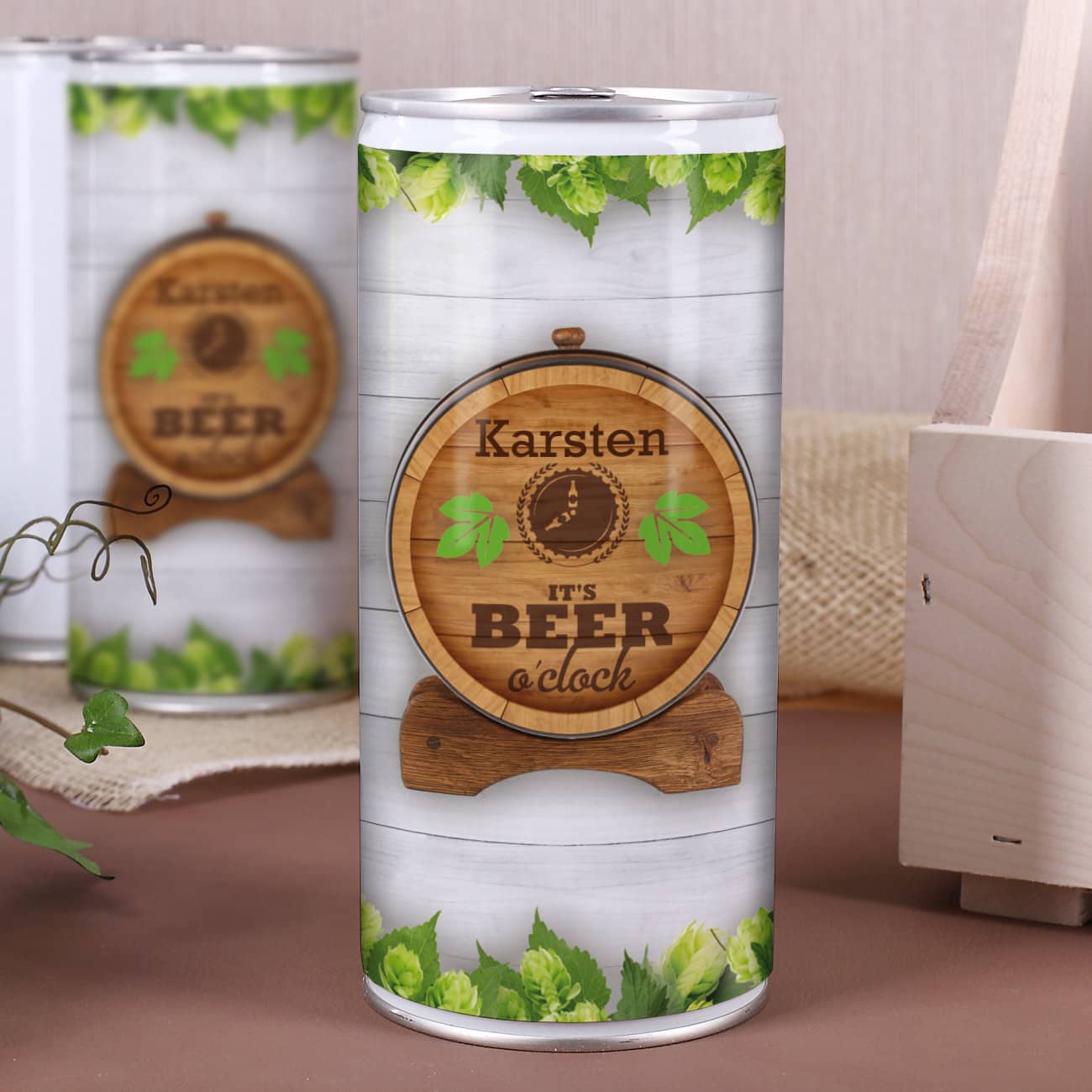 Bierdose mit Name it's beer o'clock