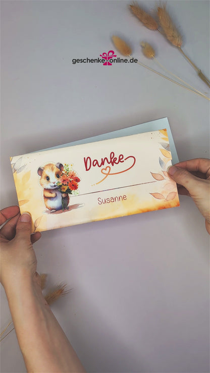 Danke-Ziehkarte für Geld oder Gutscheine