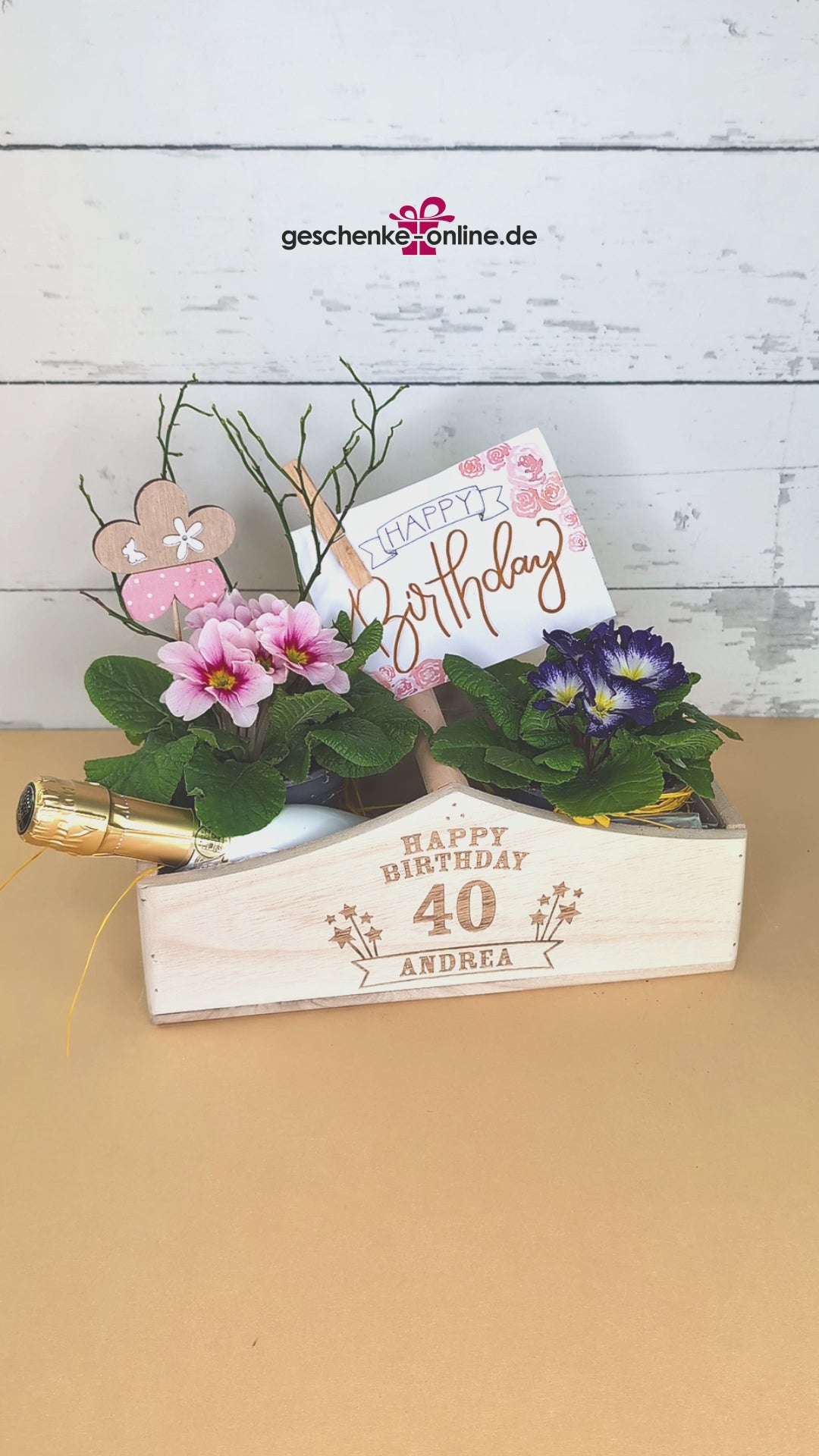 Pflanzkorb zum Geburtstag - zum individuellen Befüllen z.B. als Geldgeschenk