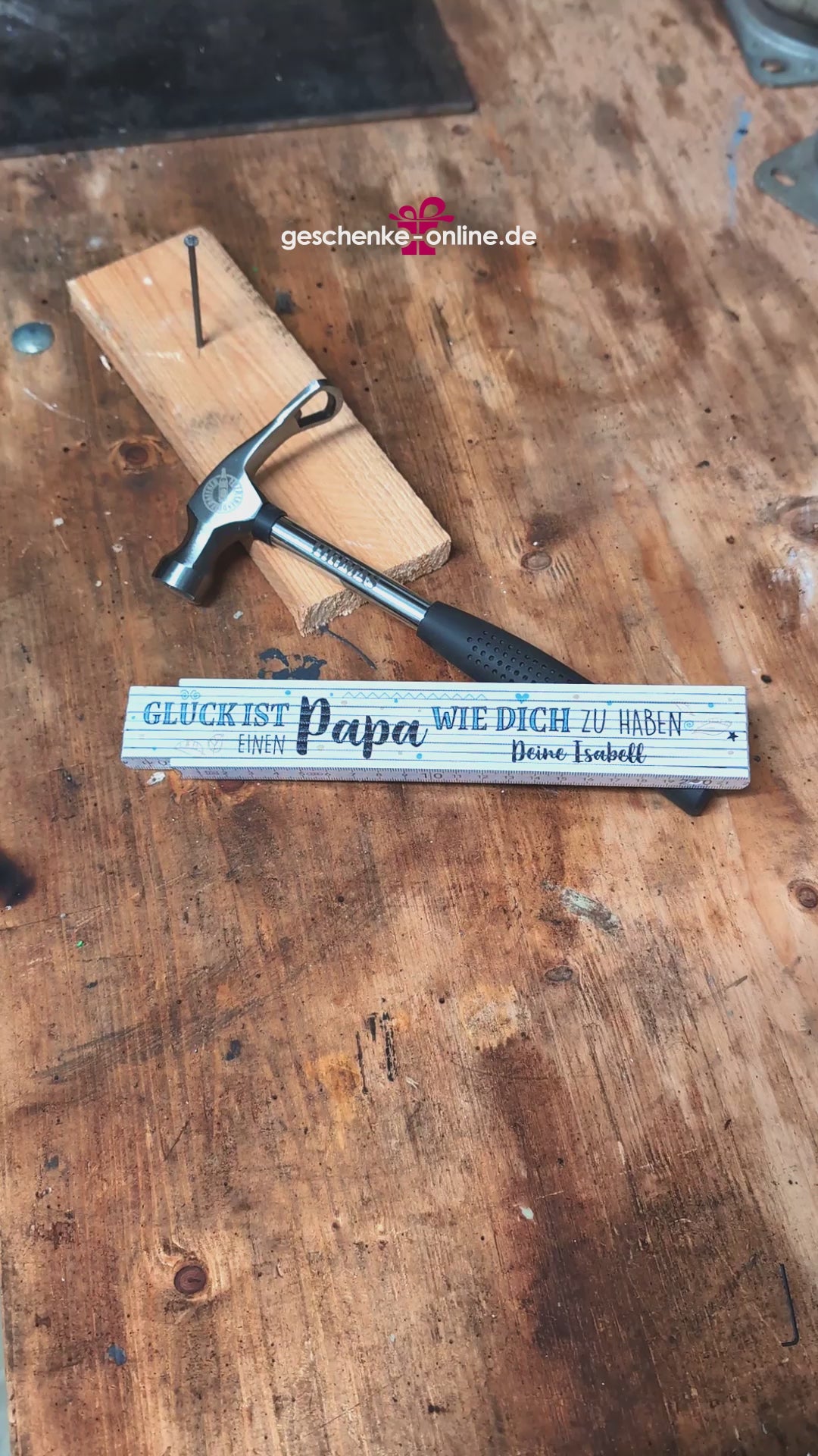 persönlich bedruckter Zollstock für Papa zum Vatertag oder Geburtstag mit Wunschtext