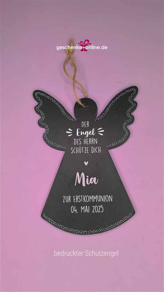 bedruckter Schieferengel zur Geburt, Taufe, Kommunion oder Konfirmation